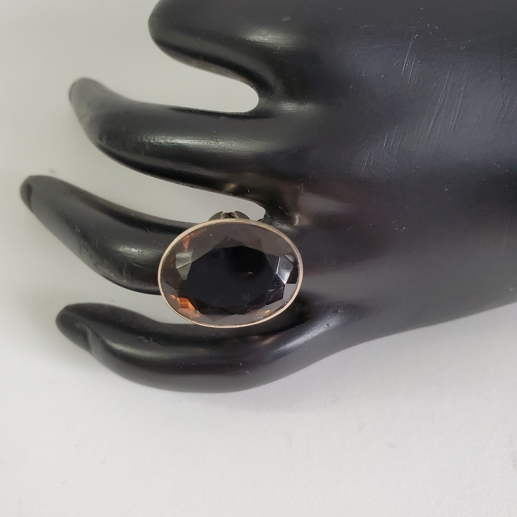 Sterling Silver 925 Humongous Smoky Topaz Ring